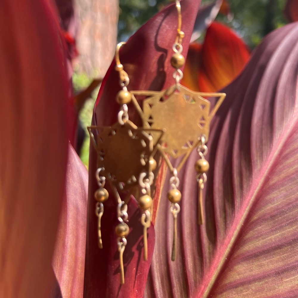 Bronze Gold Dangle Earrings